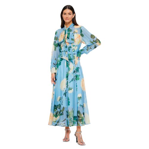 LEO LIN Liliane Tie Neck Midi Dress